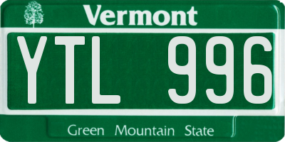 VT license plate YTL996