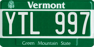 VT license plate YTL997