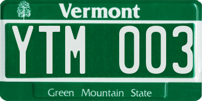 VT license plate YTM003
