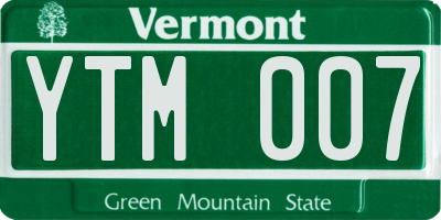 VT license plate YTM007