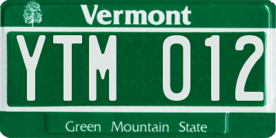 VT license plate YTM012