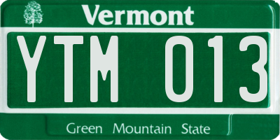 VT license plate YTM013