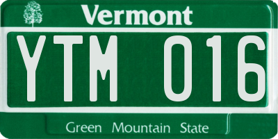VT license plate YTM016
