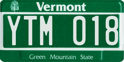 VT license plate YTM018
