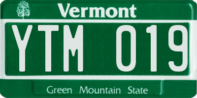 VT license plate YTM019