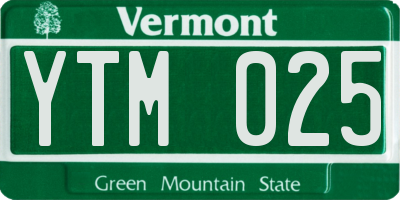 VT license plate YTM025