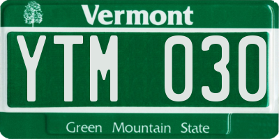 VT license plate YTM030