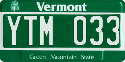 VT license plate YTM033