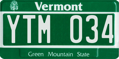 VT license plate YTM034
