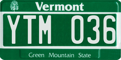 VT license plate YTM036