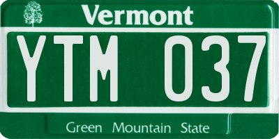 VT license plate YTM037
