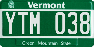 VT license plate YTM038