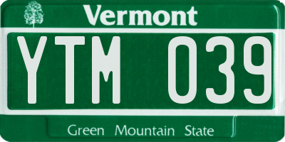 VT license plate YTM039
