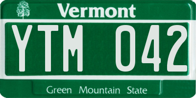 VT license plate YTM042