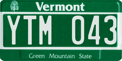 VT license plate YTM043