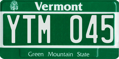 VT license plate YTM045