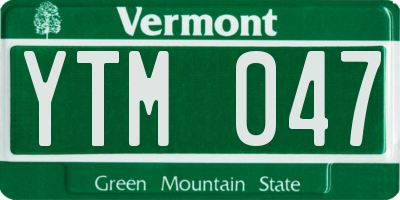 VT license plate YTM047