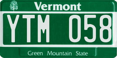 VT license plate YTM058