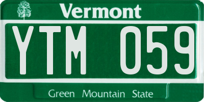 VT license plate YTM059