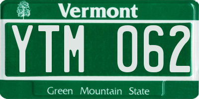 VT license plate YTM062