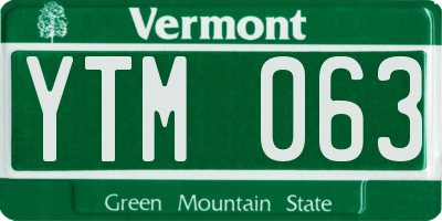 VT license plate YTM063