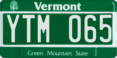 VT license plate YTM065