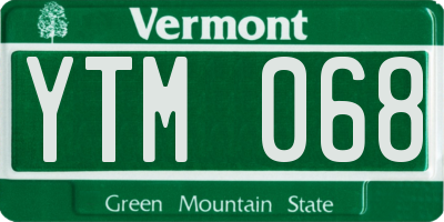 VT license plate YTM068