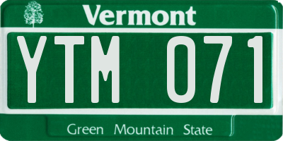 VT license plate YTM071