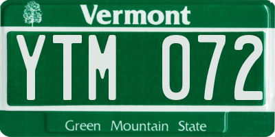 VT license plate YTM072