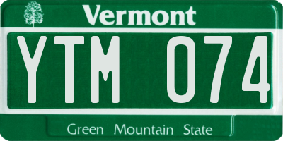 VT license plate YTM074