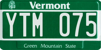 VT license plate YTM075