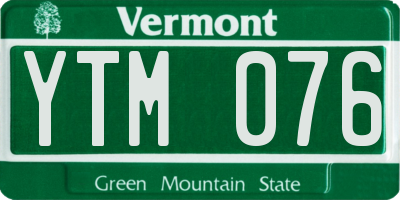 VT license plate YTM076