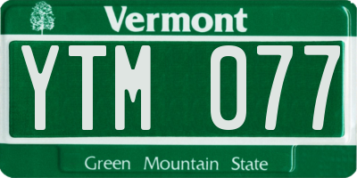 VT license plate YTM077