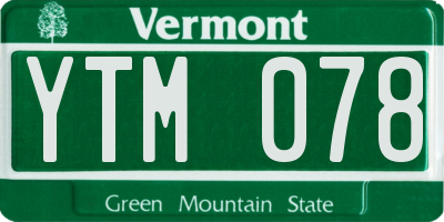 VT license plate YTM078