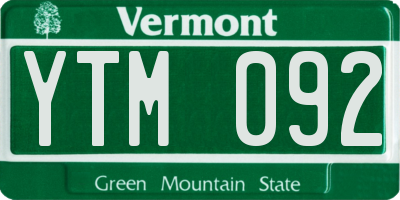 VT license plate YTM092