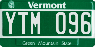 VT license plate YTM096