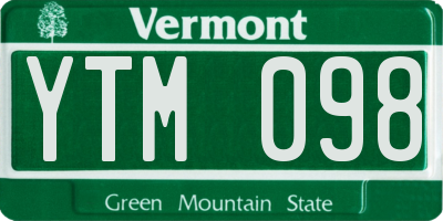 VT license plate YTM098