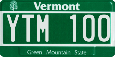 VT license plate YTM100