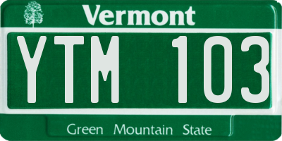 VT license plate YTM103