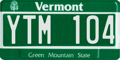 VT license plate YTM104