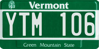 VT license plate YTM106