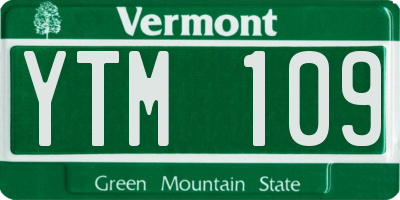 VT license plate YTM109