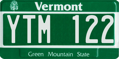 VT license plate YTM122