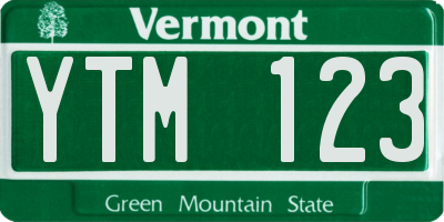 VT license plate YTM123