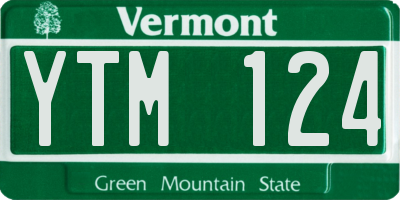 VT license plate YTM124