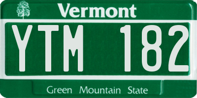 VT license plate YTM182