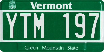VT license plate YTM197