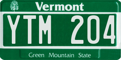 VT license plate YTM204