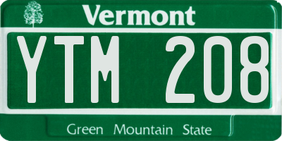 VT license plate YTM208