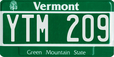 VT license plate YTM209